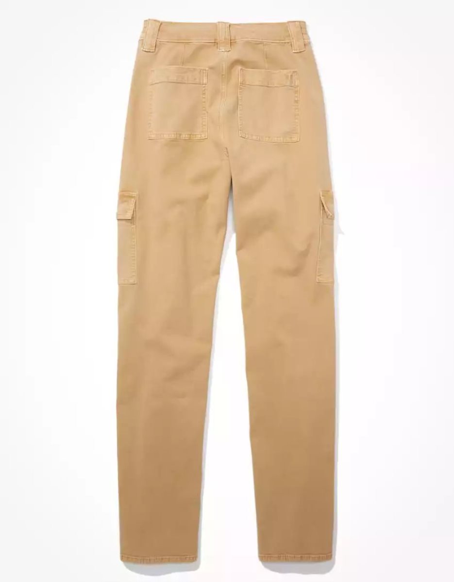 Jean American Eagle AE Stretch Cargo Droit Pant Kaki Femme | SLM-41673305